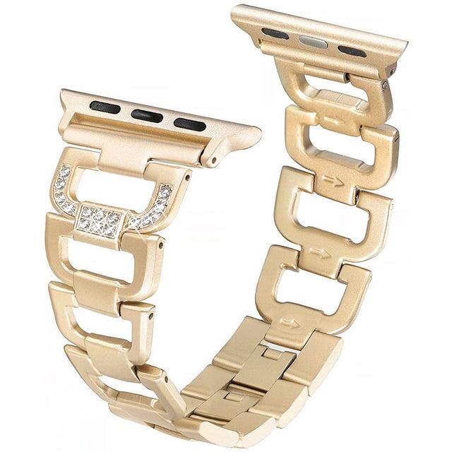 Stainless Steel Diamond Apple Watch Strap - arleathercraft