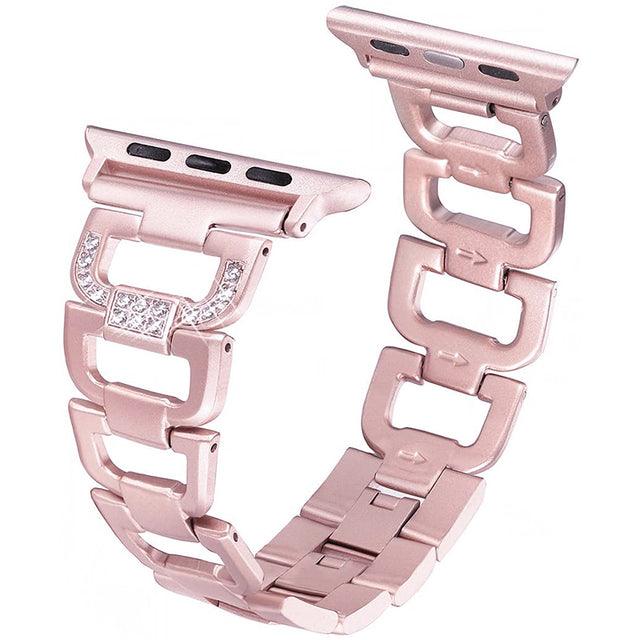 Stainless Steel Diamond Apple Watch Strap - arleathercraft