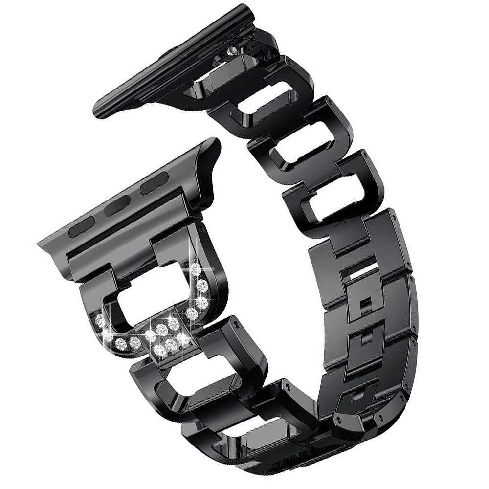 Stainless Steel Diamond Apple Watch Strap - arleathercraft
