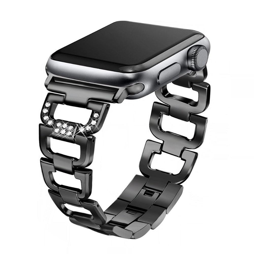 Stainless Steel Diamond Apple Watch Strap - arleathercraft