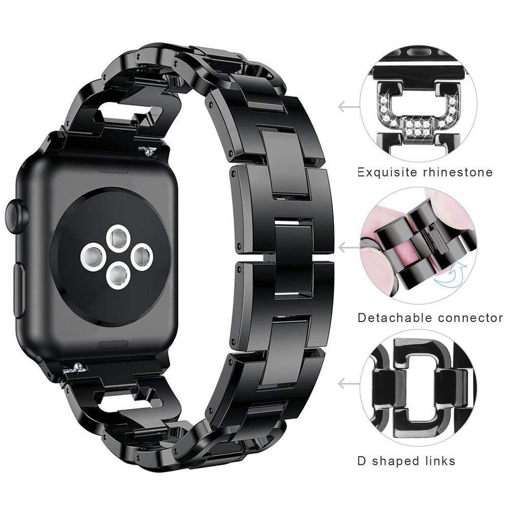 Stainless Steel Diamond Apple Watch Strap - arleathercraft