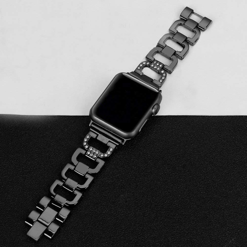 Stainless Steel Diamond Apple Watch Strap - arleathercraft