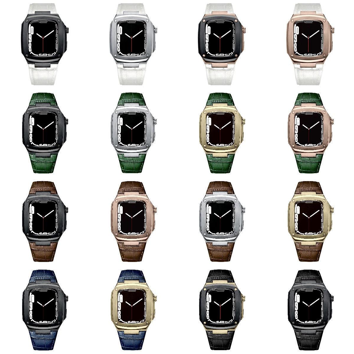 Stainless Steel Leather Apple Watch Strap - arleathercraft