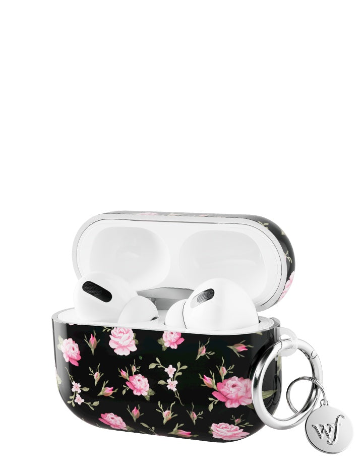 Black and Pink Floral AirPods - Arleathercraft Airpod Pro Gen 2