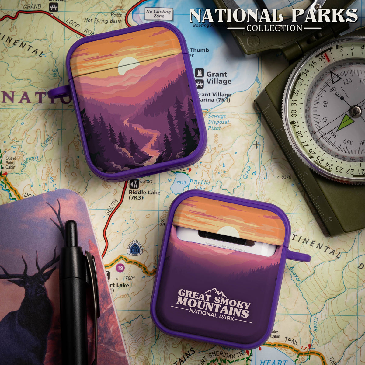 National Parks Great Smoky Mountains HDX Apple Airpods Gen 1 & 2 Case Cover