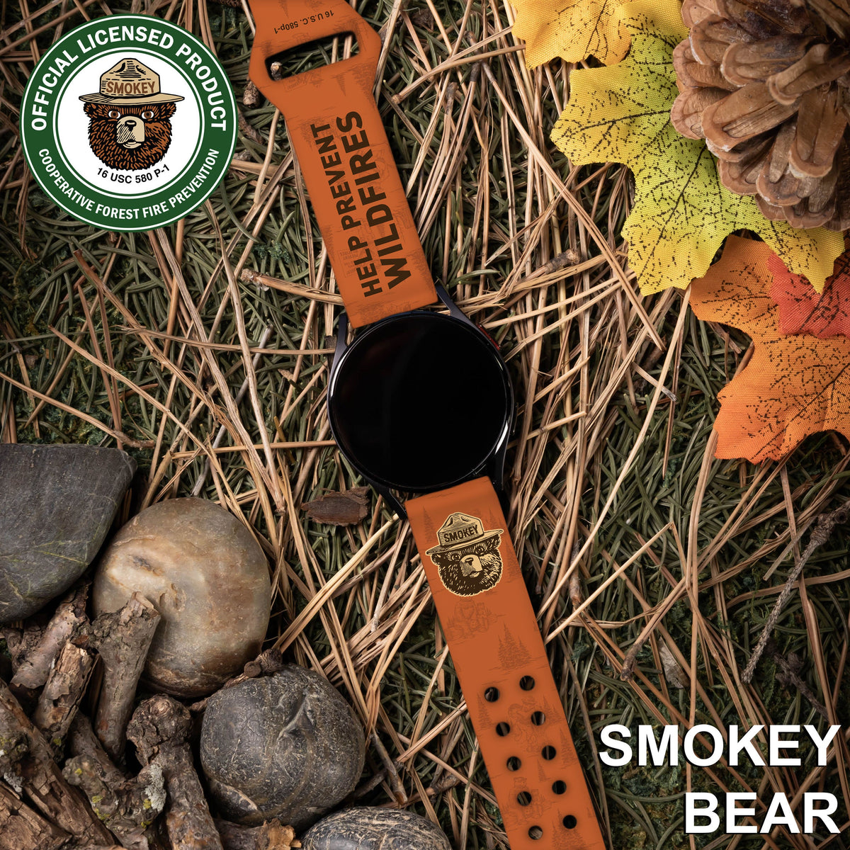 Smokey Bear Classic HD  Watchband for Samsung, Garmin, Fossil, and More