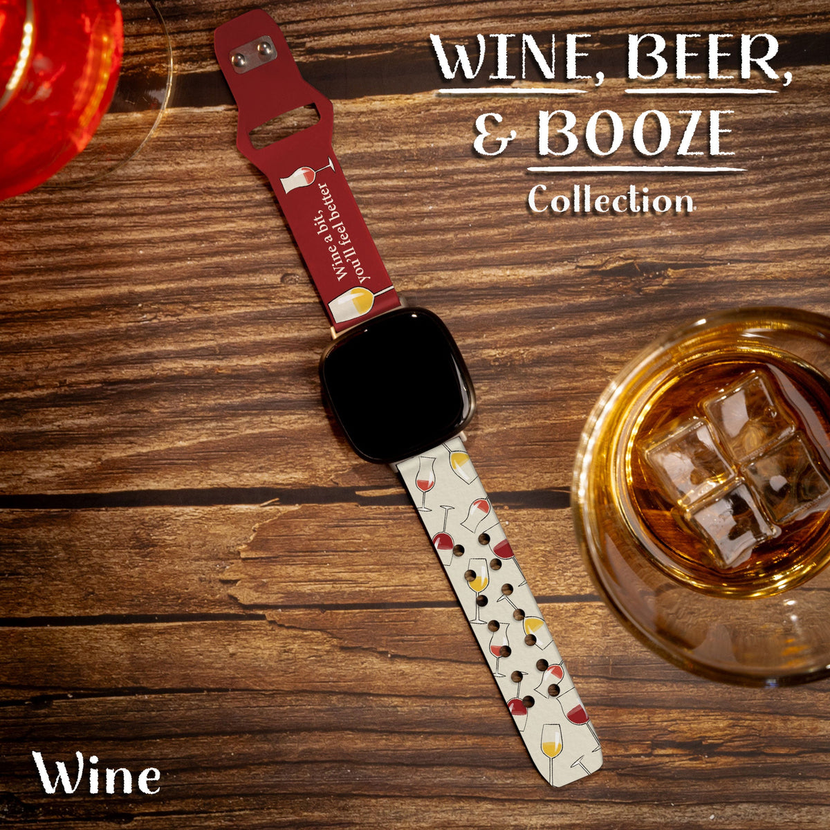 Wine, Beer, & Booze HD Fitbit Versa 3 & Sense 1 Watch Band