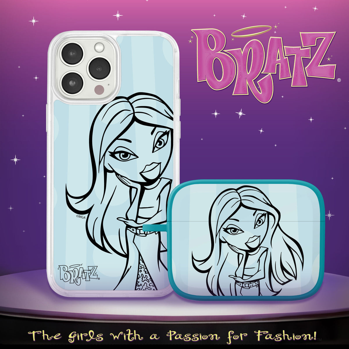 Bratz® Passion For Fashion HD Apple iPhone 14 Mag-Safe Phone Case and AirPods Pro Combo Package