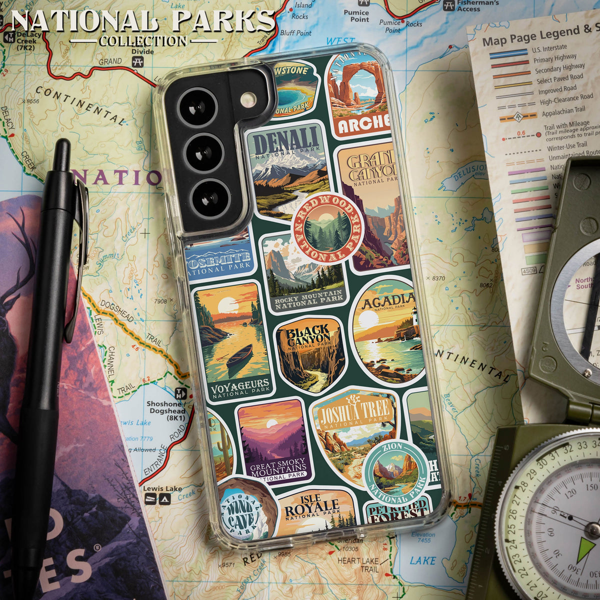 National Parks Stickers HD Samsung Galaxy S24 Phone Case