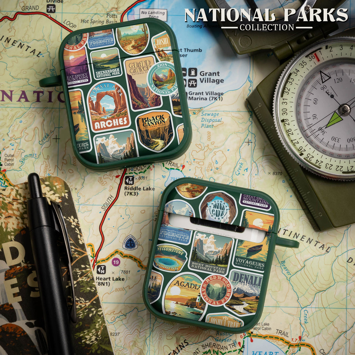 National Parks Stickers HDX Apple Airpods Gen 1 & 2 Case Cover