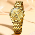 Women's Gold Stainless Steel Multifunction Quartz Watch