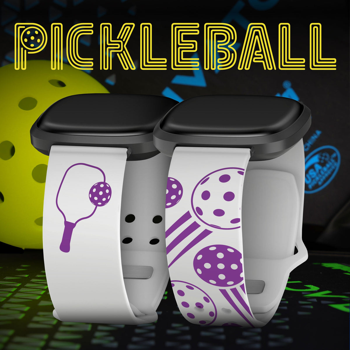 Pickleball Brights HD Fitbit Versa 3 & Sense 1 Watch Band