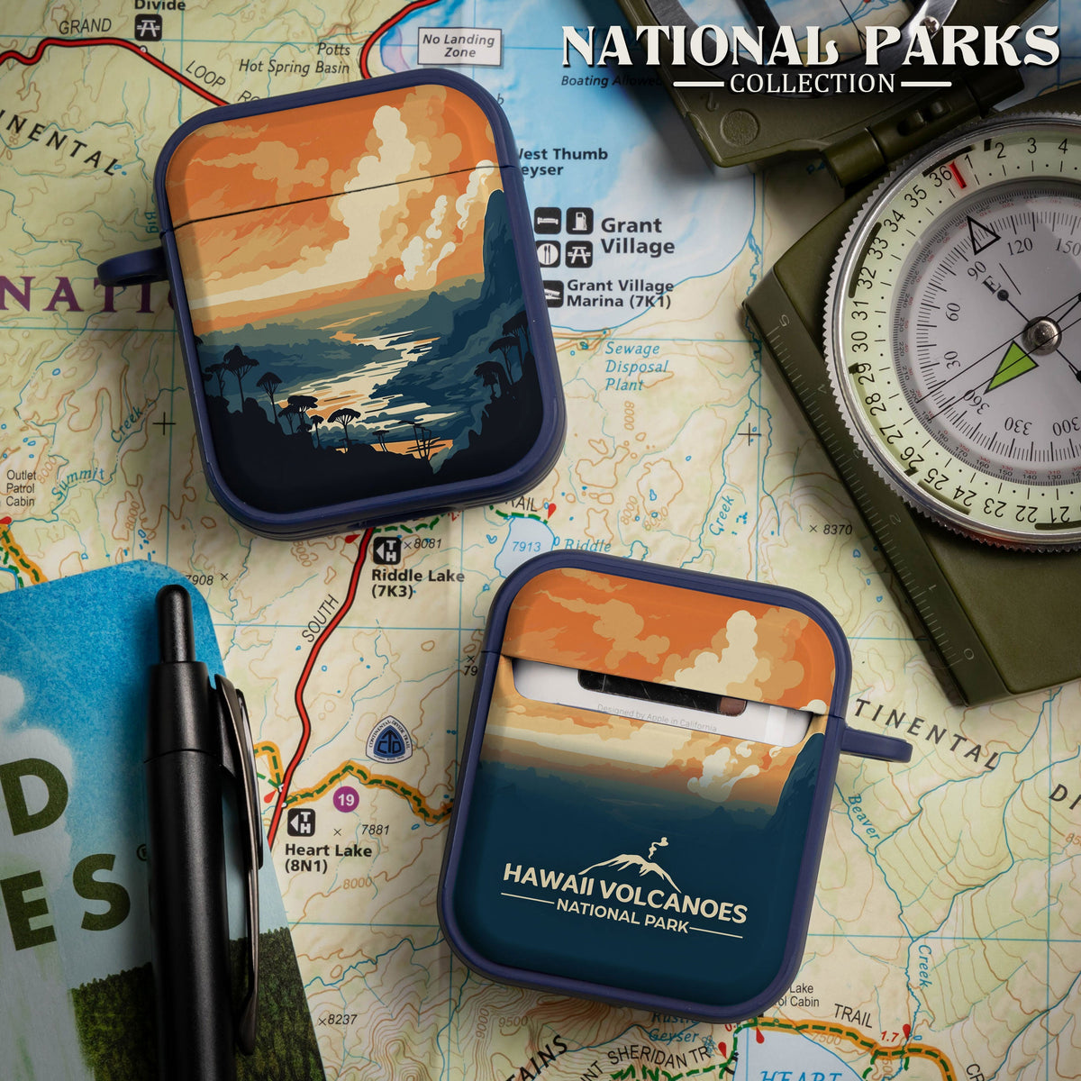 National Parks Hawaii Volcanoes HDX Apple Airpods Gen 1 & 2 Case Cover