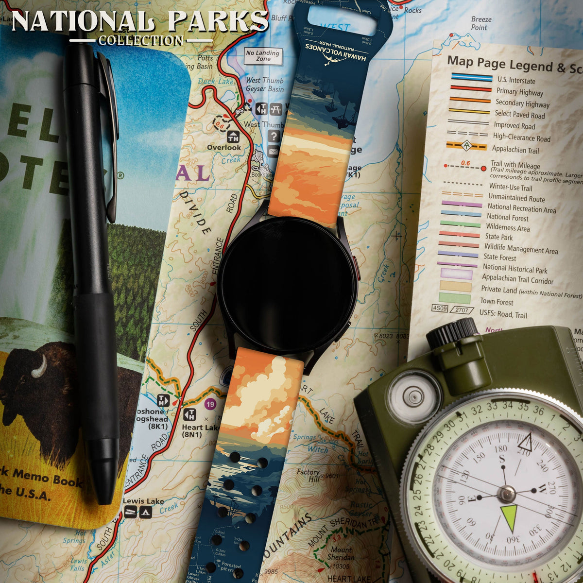 National Parks Hawaii Volcanoes HD  Watchband for Samsung, Garmin, Fossil, and More