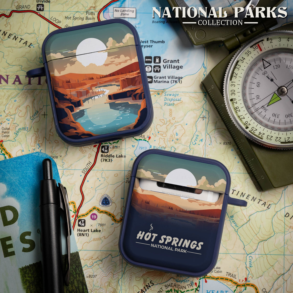 National Parks Hot Springs HDX Apple Airpods Gen 1 & 2 Case Cover