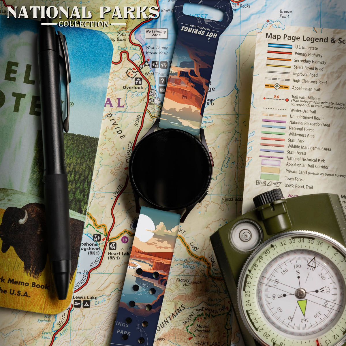 National Parks Hot Springs HD  Watchband for Samsung, Garmin, Fossil, and More