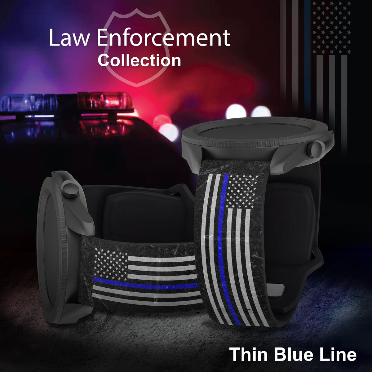 Law Enforcement HD Watchband for Samsung, Garmin, Fossil, and More for Samsung, Garmin, Fossil, and More