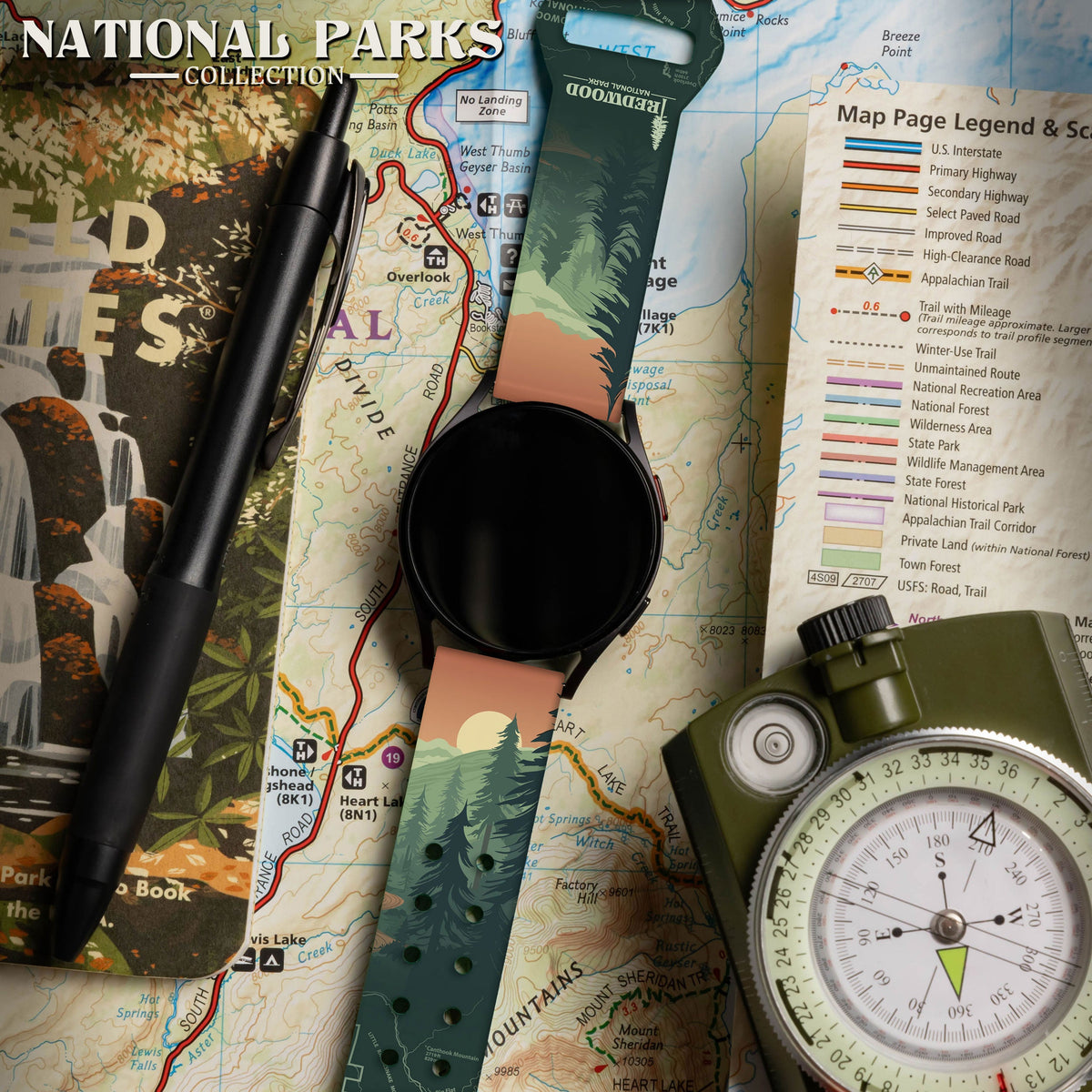 National Parks Redwood HD  Watchband for Samsung, Garmin, Fossil, and More