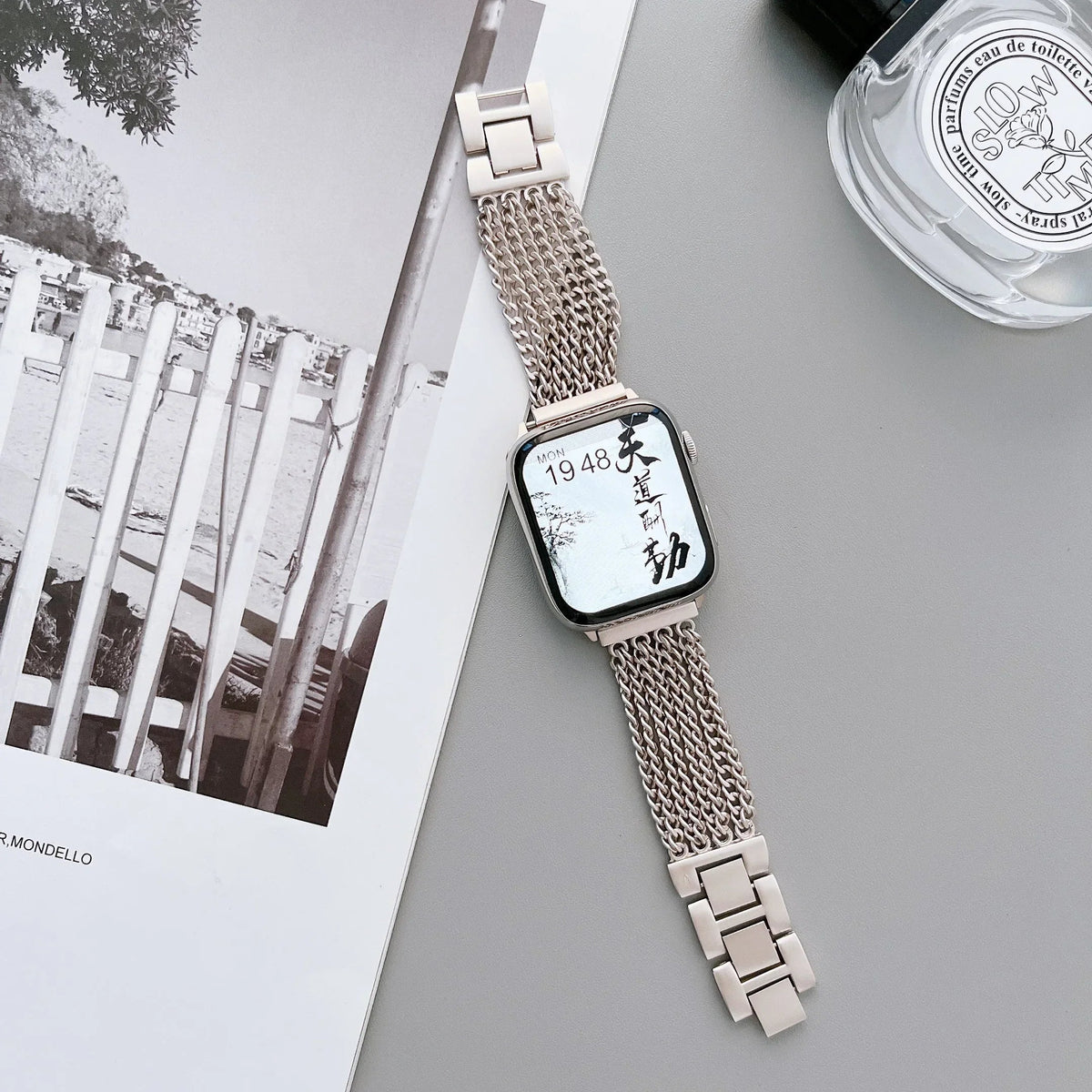 Bracelet Apple Watch en acier inoxydable Starlight