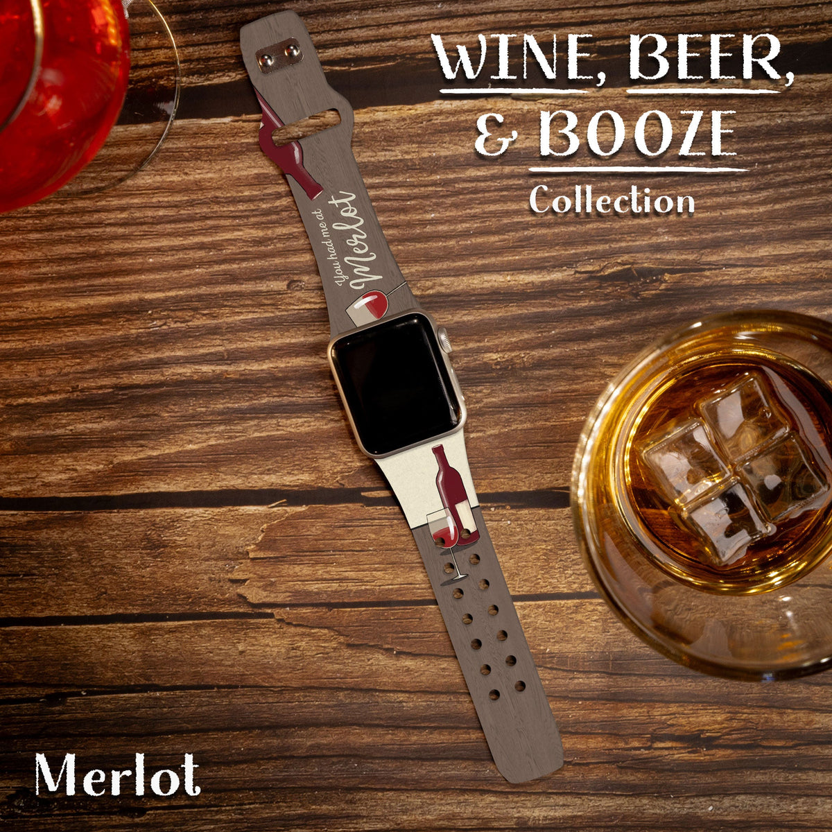 Wine, Beer, & Booze HD Apple Watch Band