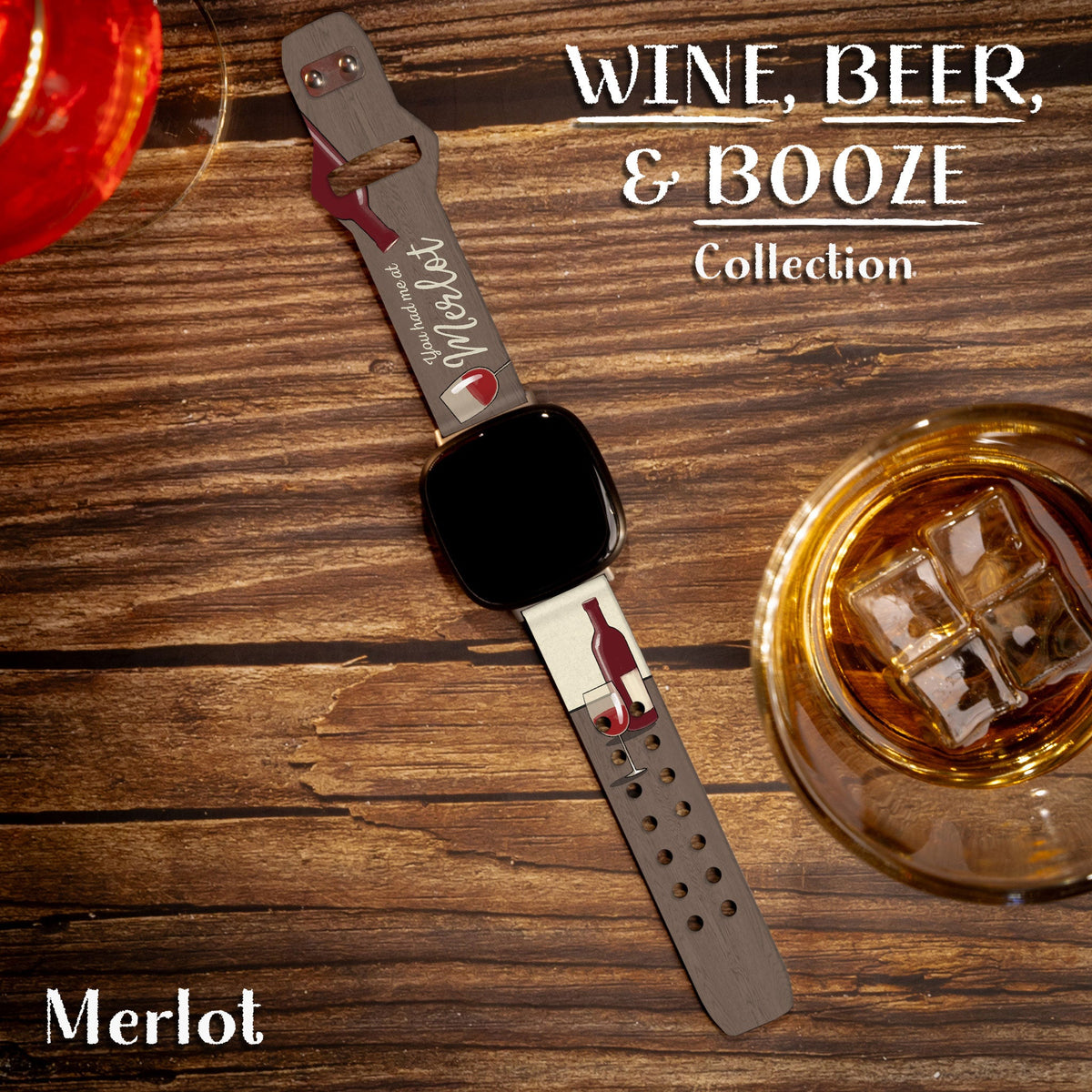 Wine, Beer, & Booze HD Fitbit Versa 3 & Sense 1 Watch Band