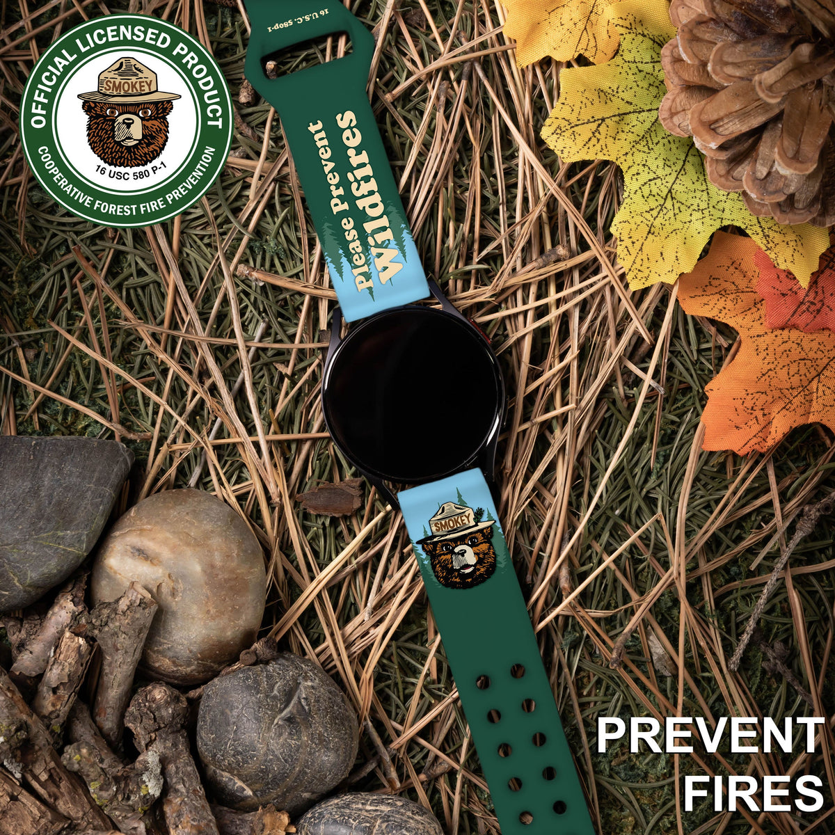 Smokey Bear Classic HD  Watchband for Samsung, Garmin, Fossil, and More