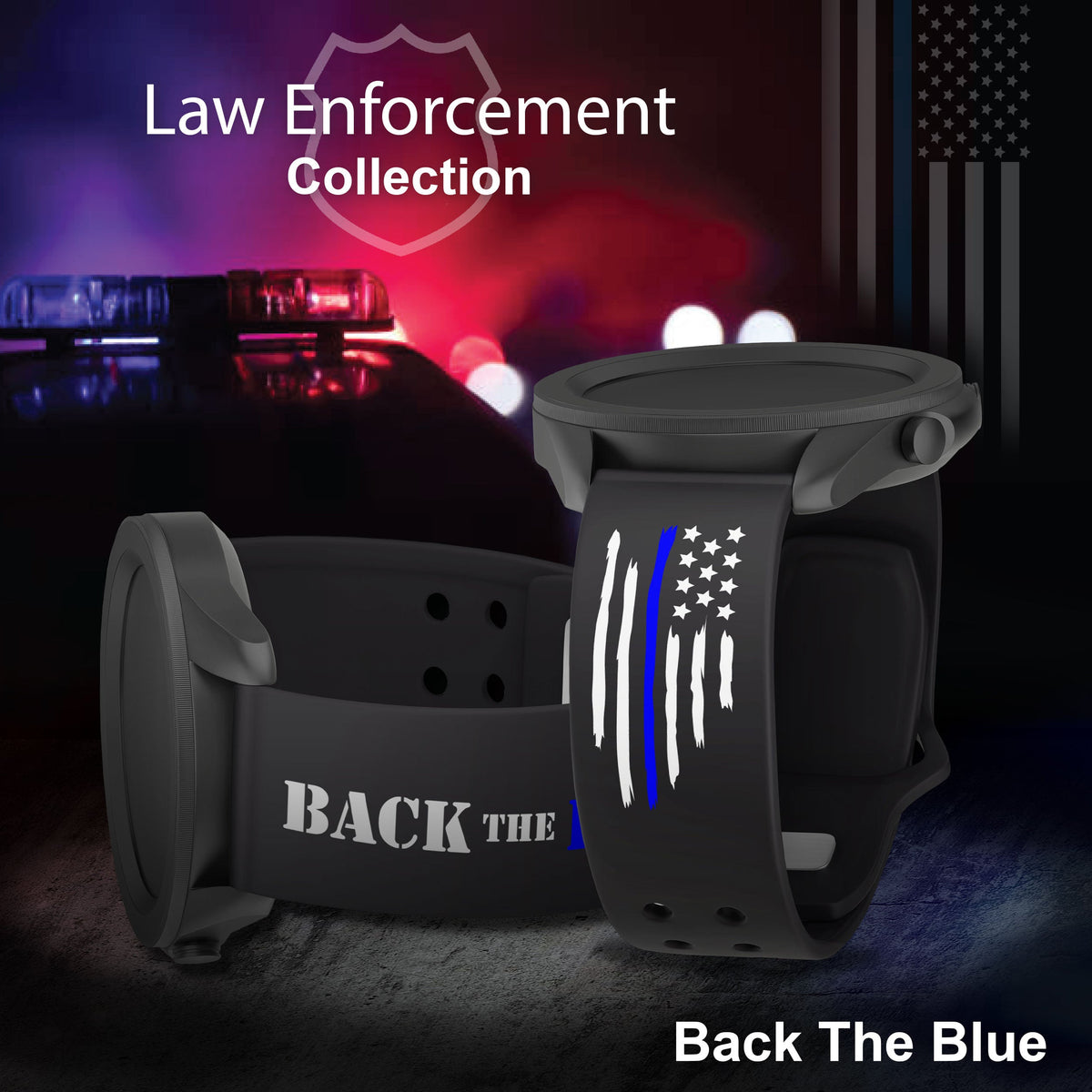 Law Enforcement HD Watchband for Samsung, Garmin, Fossil, and More for Samsung, Garmin, Fossil, and More