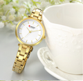 Women's Gold Stainless Bracelet Watch Slim Minimal Quartz