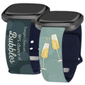 Wine, Beer, & Booze HD Fitbit Versa 3 & Sense 1 Watch Band - Arleathercraft Champagne / Short