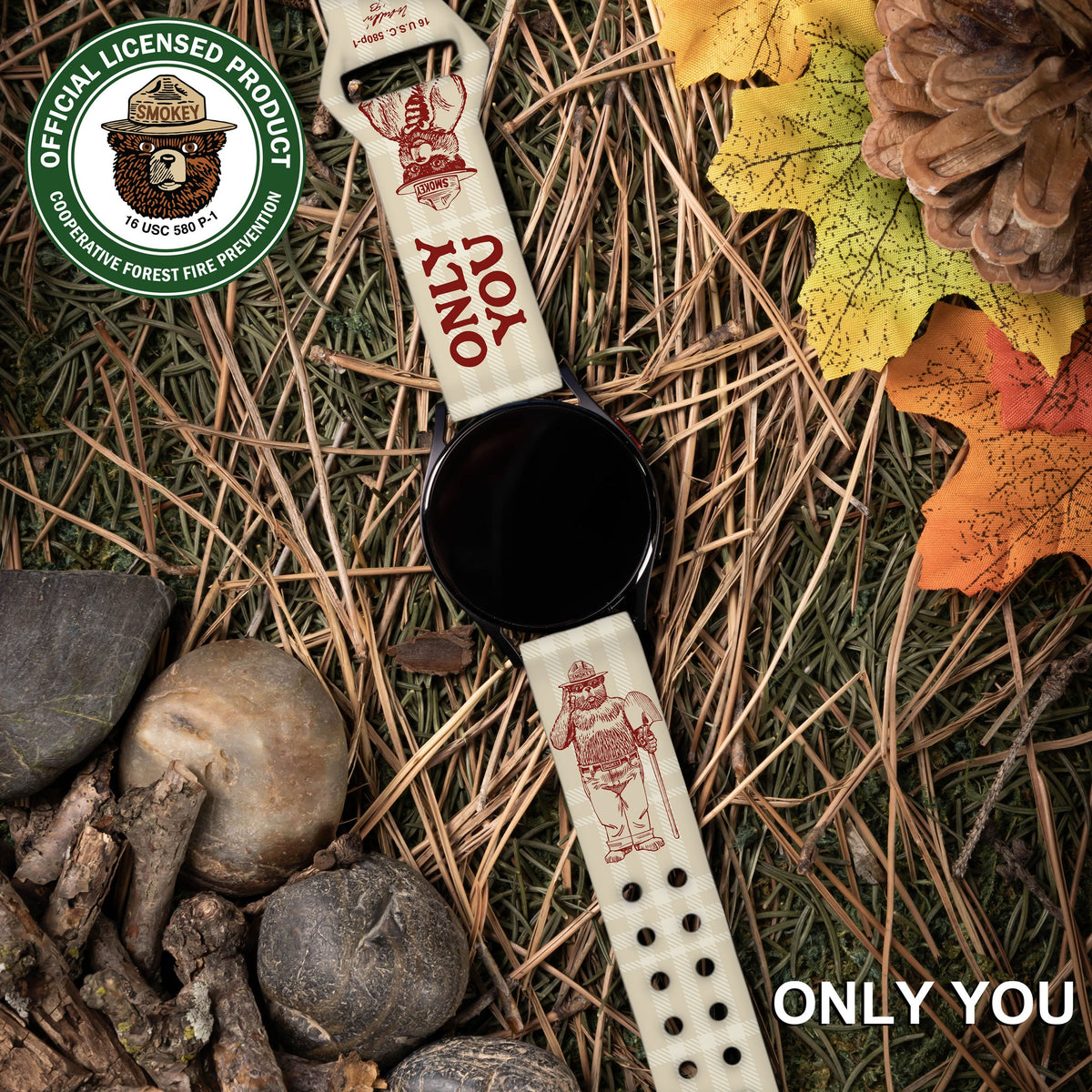 Smokey Bear Classic HD  Watchband for Samsung, Garmin, Fossil, and More