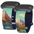 National Parks Zion HD Fitbit Versa 3 & Sense 1 Watch Band - Arleathercraft Short