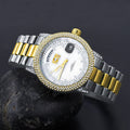 39mm CZ Iced Hip Hop Watch Two Tone Stainless Alloy