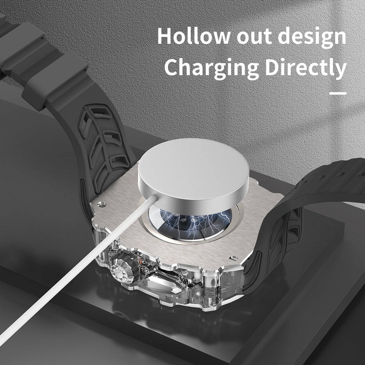 Apple Watch Mod Kit with hollow-out design for direct charging convenience.