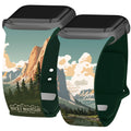 National Parks Rocky Mountain HD Apple Watch Band - Arleathercraft 42/44/45/49mm(46mm Series 10) / Short