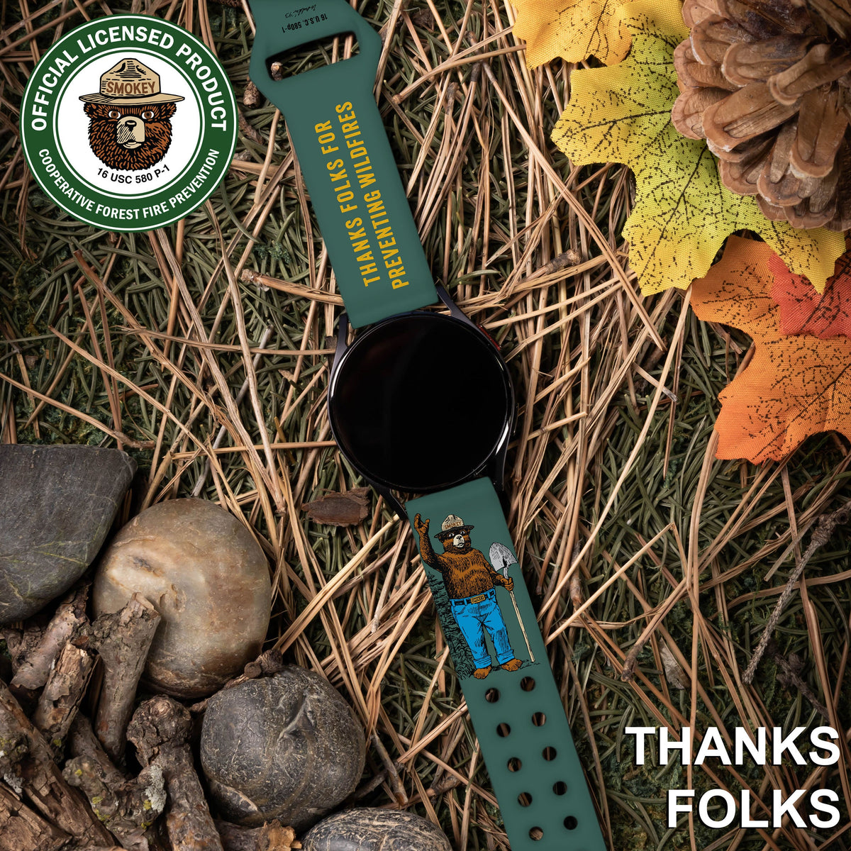 Smokey Bear Classic HD  Watchband for Samsung, Garmin, Fossil, and More