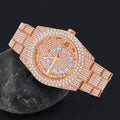 40mm CZ Iced Alloy Gold Plated Hip Hop Bling Watch Quartz