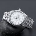 40MM CZ Iced Out Alloy Hip Hop Bling Watch Silver Mens