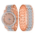 44mm Two Tone Pave CZ Luxury Watch And Bracelet Set