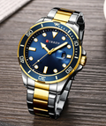 47mm Quartz Watch Two Tone Stainless Steel Blue Dial