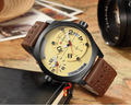 49mm Dual Time Classic Men Leather Perforated Strap Watch