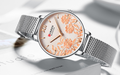 Women's Silver Mesh Watch Floral Dial Slim Dress Elegant