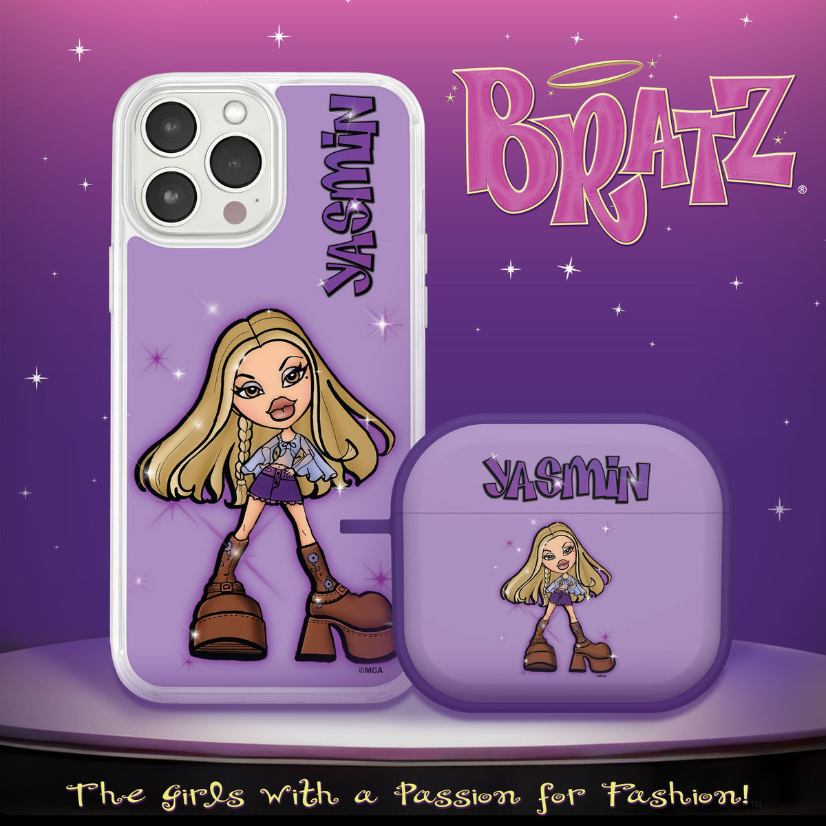 Bratz® Passion For Fashion HD Apple iPhone 12 Mag-Safe Phone Case and AirPods Gen 3 Combo Package