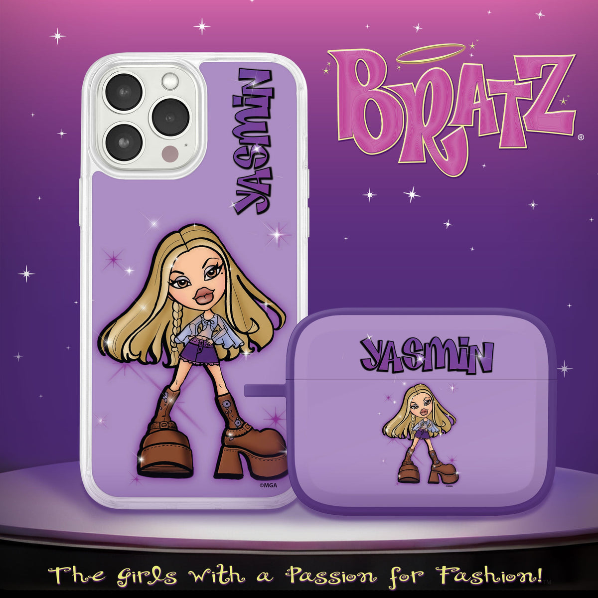 Bratz® Passion For Fashion HD Apple iPhone 14 Mag-Safe Phone Case and AirPods Pro Combo Package