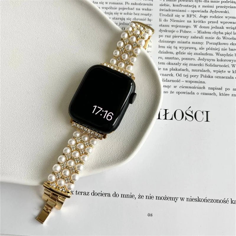 Apple Watch Band with Pearls Series 10/9/8/7/6/5/4/ SE / Ultra 8 1/2