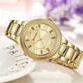 Women's Gold Crystal Bezel Metal Bracelet Watch Classic