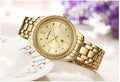 Women's Gold Dress Watch Slim Crystal Bezel Water Resistant
