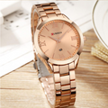 Women's Rose Gold Metal Bracelet Watch Slim Date Splash