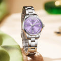 Women's Stainless Steel Watch Purple Dial Luminous Date
