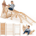 5 in1 Montessori Climbing Set: Triangle Ladder + Arch/Rocker + Slide Board/Ramp + Netting rope + Cushion