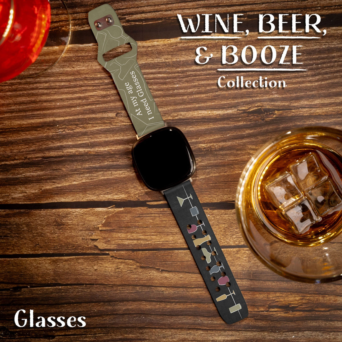 Wine, Beer, & Booze HD Fitbit Versa 3 & Sense 1 Watch Band